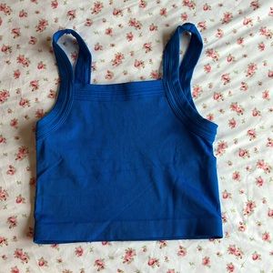 bright blue cropped tank top high neck urban outfitters top